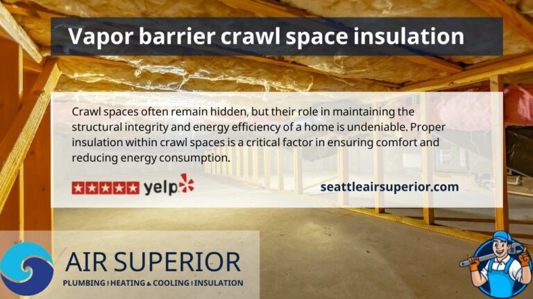 Vapor barrier crawl space insulation installation in a residential home, showcasing the method of enhancing structural integrity and energy efficiency