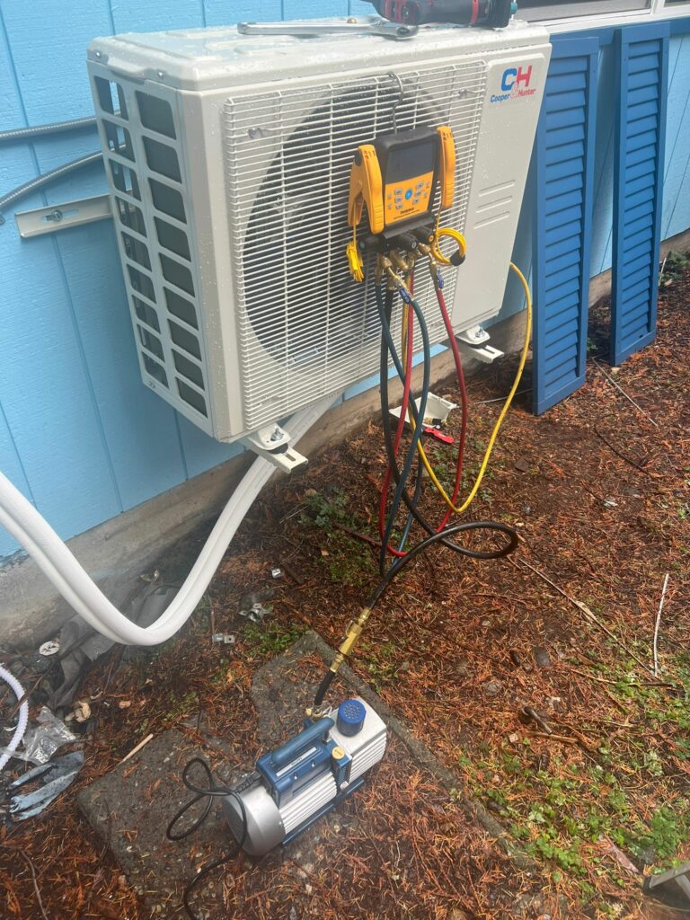 Technician Performing Gas Test on Air Conditioner for Optimal Performance