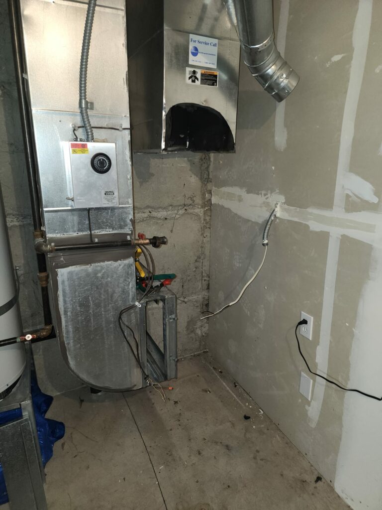 HVAC System Installation and Setup in a Residential Utility Room